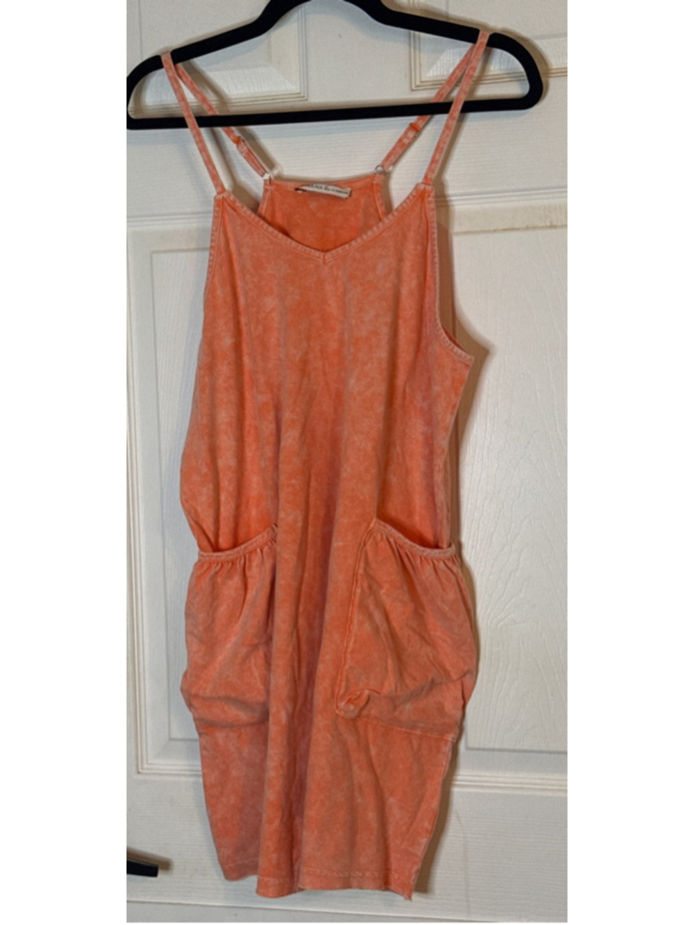 ZENANA Orange Acid Wash Romper - Picture 2 of 4